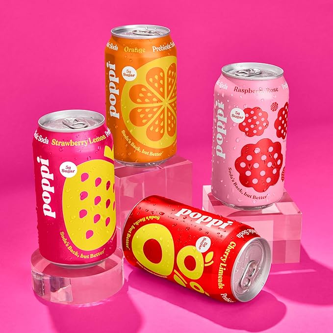 Poppi Sparkling Prebiotic Soda Beverage with Apple Cider Vinegar Seltzer Water and Fruit Juice Short List Variety Pack 12 Fl Oz Pack of 12 Packaging May Vary