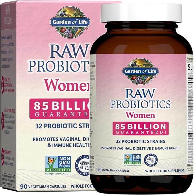 Garden of Life Raw Probiotics Women - 32 Strains - Dietary Supplement for Immune Digestive &amp Vaginal Health Support - Aids Female Health - 90 Vegetarian Capsules