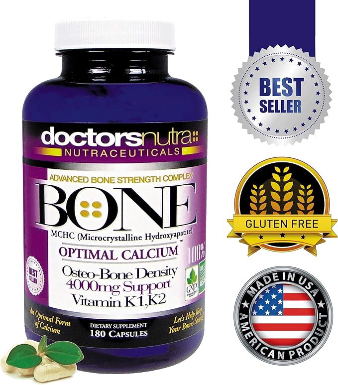 Calcium 1000 Milligrams with 4000 Milligrams MCHC for Complete Calcium Maximum Bone Strength Support Plus K1 K2 Magnesium Vitamin D Zinc Glucosamine and More