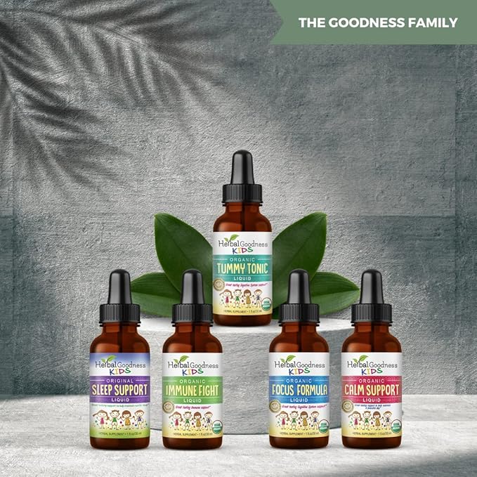 Herbal Papaya Kids Calm Support Liquid Extract 1oz with Magnesium Glycinate Magnesium Citrate Kids Multivitamin - Magnesium for Kids - 1oz Bottle 12 Units