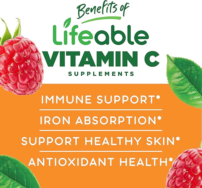 Lifeable Vitamin D Kids + Vitamin C Kids Gummies Bundle - Great Tasting Vitamin Supplement Gluten Free GMO Free Chewable Gummy
