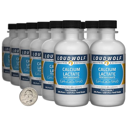 Calcium Lactate / 2.3 Pounds / 12 Bottles / 99% Pure USP-FCC Food Grade/Fine Powder