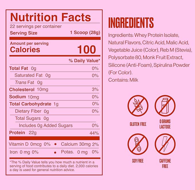 SEEQ Clear Whey Isolate Protein Powder Fruit Punch 22 Servings 22g Protein Per Serving Sugar-Free Keto-Friendly Soy-Free Clear Protein Powder Juice-Like Protein