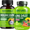 NATURELO One Daily Multivitamin for Women - 120 Capsules and Magnesium Glycinate Chelate Complex - 120 Capsules Bundle