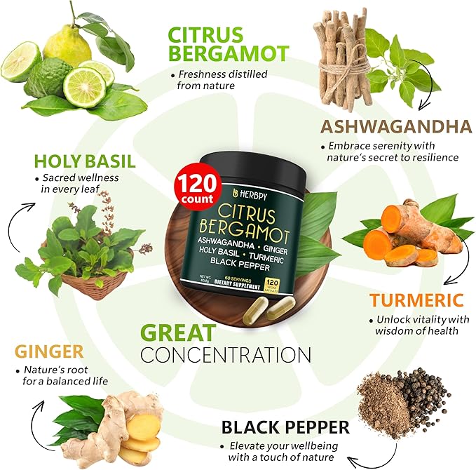 Bundle 6in1 Citrus Bergamot Complex 120 Count &amp 6in1 Myo-inositol &amp D-Chiro Inositol Supplement for Women 120 Count - for Digestion Relaxation &amp Overall Health