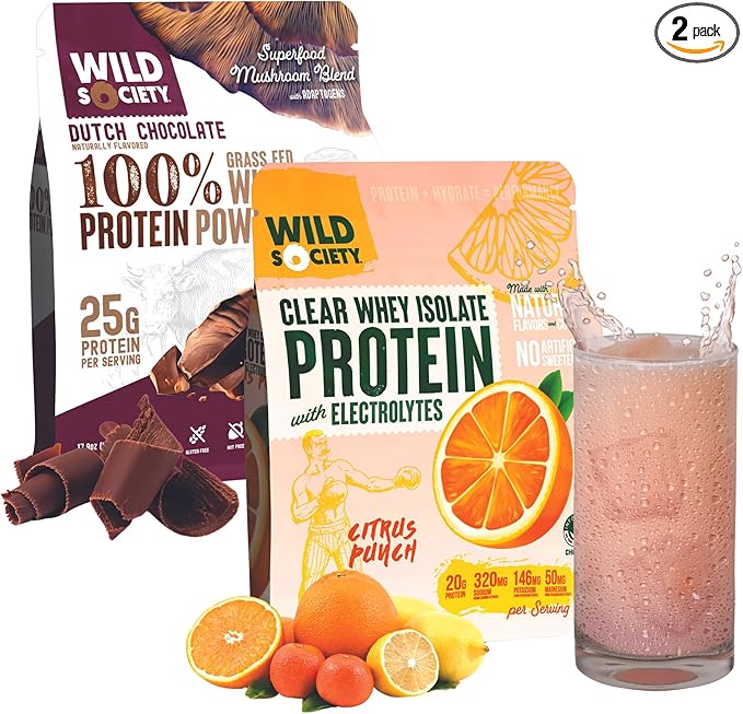WILD SOCIETY Clear Isolate + Whey Concentrate Super Combo - Citrus Punch Clear Whey + Dutch Chocolate Whey Concentrate