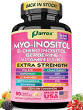 Myo Inositol Supplement D-Chiro Inositol Folate DIM Vitamin D3 B12 K2 Chromium Bioperine Ceylon Cinnamon Zinc Ashwagandha Chasteberry Magnesium Berberine (90 Vegan Capsules)