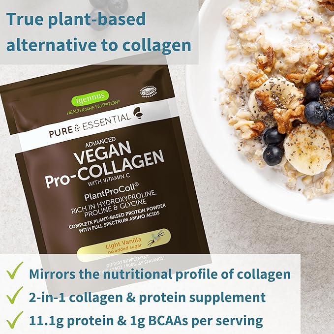 Vegan Vanilla Collagen Protein Powder + Astaxanthin Complex Vegan Bundle Collagen Boosting Formula + Natural 4mg H. Pluvialis Astaxanthin for Hair Skin &amp Nails by Igennus