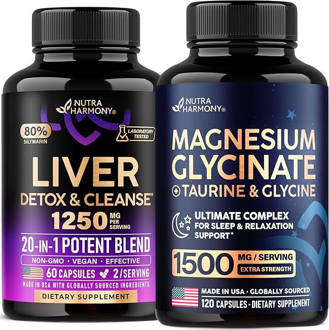 NUTRAHARMONY Liver Support &amp Magnesium Glycinate with Glycine Capsules