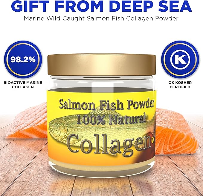 Salcoll Collagen - 100% Natural Bioactive Marine Collagen Powder - Unflavored Kosher can Help Bone Joint Skin Hair Health 3 Pack Three Month Supply