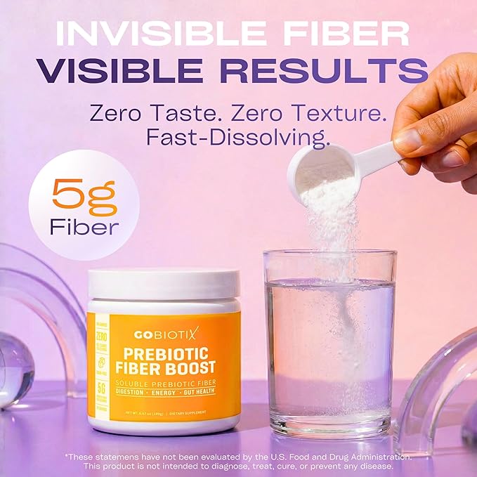GOBIOTIX Fiber Supplement Powder with Prebiotics for Digestive Health and GLP-1 Support Soluble Fiber for Gut Health &amp Debloat Keto Vegan Gluten &amp Sugar Free 35 Servings (3 Pack)