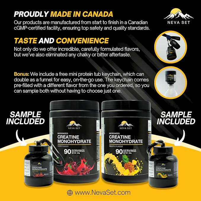 Micronized Creatine Monohydrate by NevaSet 3-Month Supply of 5000mg Creatine supplement for muscle growth increased strength enhanced energy improved athletic performance cognitive health. Cherry