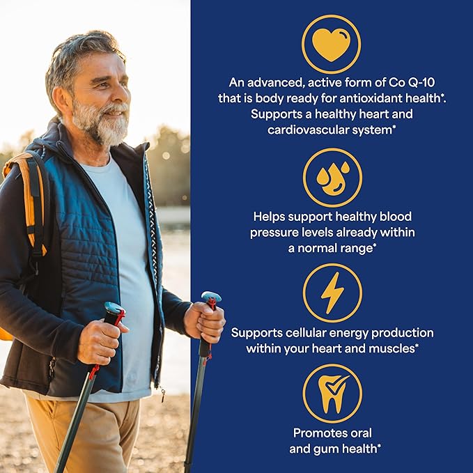 Puritan's Pride Next Gen Ubiquinol Coenzyme CoQ10 100mg Dietary Supplement for Heart Health Blood Pressure Oral Gum Health Aging and Cellular Energy Support 60 Servings Rapid Release Softgels