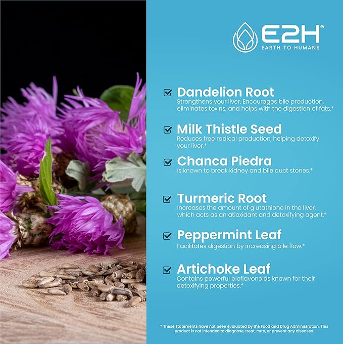 E2H Liver Support Supplement with Milk Thistle - Liver Cleanse Detox &amp Repair - Artichoke Extract Dandelion Root Chanca Piedra and More - Absorbent Liquid Formula (3 Bottles)