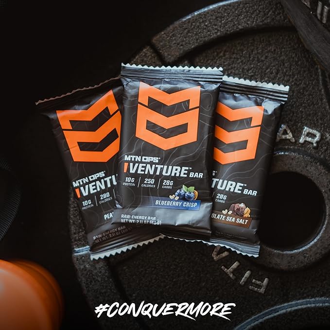 MTN OPS Protein Bars – Energy Snack with 10g Protein Gluten-Free Blueberry Crisp Venture Bar for Hiking &amp On-the-Go Fuel 10 Bars
