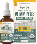 Plant-D3 Organic Vitamin D3 5000 IU - Vegan Max Strength Sublingual Liquid D3 Drops - 200% Higher Absorption - 100% Plant-Based Cholecalciferol Form - Adjustable Dosing for All Ages (1oz Liquid)