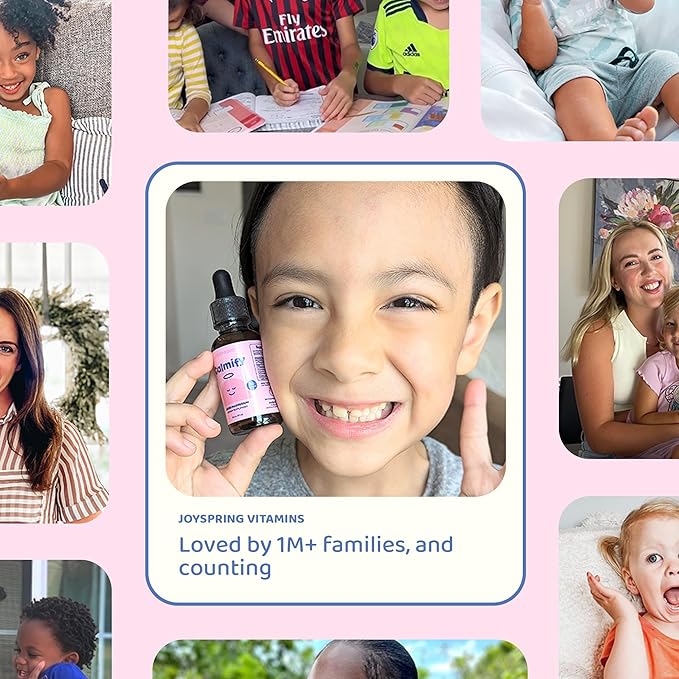 JoySpring Calmify Magnesium Glycinate for Kids | Liquid Magnesium with L-Theanine Supplement | Chamomile Extract &amp Passion Flower Extract | Sugar-Free Calm Drops | 1 fl oz (30 Servings)
