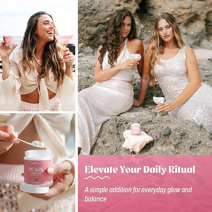 Akasha Superfoods Pearl Powder Supports Collagen Production Blend Into Drinks Smoothies or Skincare Source of Calcium Amino Acids &amp Minerals Gentle on Sensitive Skin Gluten Free 1.4 Oz