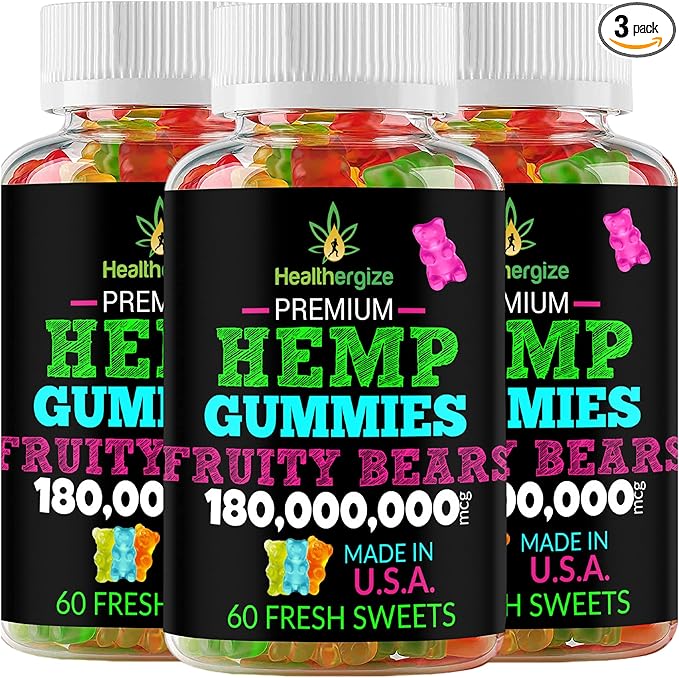 3PACK Hemp Gummies for Sleep-Fresh Fruity Gummy Bears-for Calm and Peace-Natural Hemp Edibles Party Candy-Made in USA