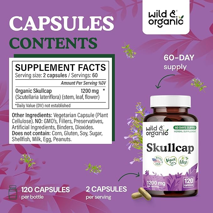 Wild &amp Organic Schisandra 120 Capsules &amp Skullcap 120 Capsules