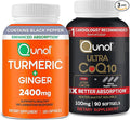 Qunol CoQ10 &amp Turmeric: Turmeric Curcumin 2400mg 105 Capsules &amp Ultra CoQ10 100mg 90 Softgels