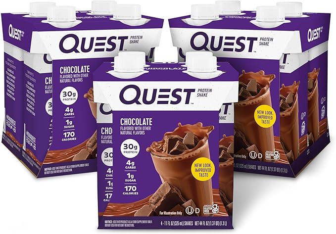 Quest Nutrition Ready To Drink Chocolate Protein Shake &amp High Protein Low Carb Gluten Free Keto Friendly Peanut Butter Cups 12 Count (Pack of 1) (total- 17.76 Ounce)