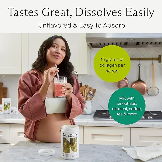 Needed. Hydrolyzed Collagen Protein Powder | Expert-Backed &amp Clean Sourced | Supports Skin Hair Joints | Grass-fed Pasture-Raised Hormone-Free | 1lb