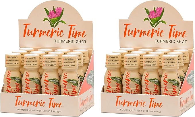 Turmeric Shots - Turmeric with Ginger Citrus &amp Honey | Non-GMO | No Preservatives or Artificial Flavors/Colors/Sweeteners | B Vitamins | Liquid Turmeric (24 Pack)