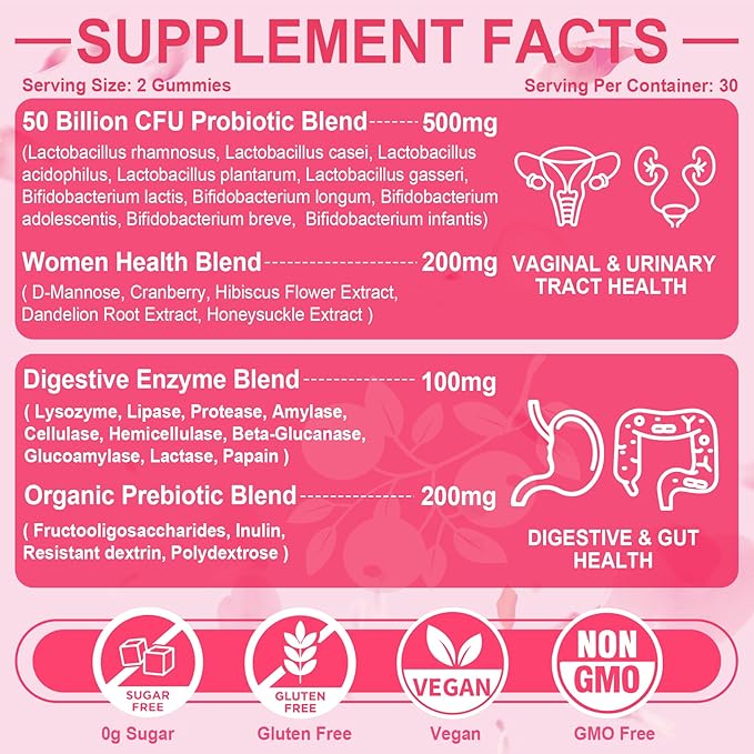 NEVISS Vegan Iron Supplement Gummies Gentle Iron + Probiotics for Women Gummies