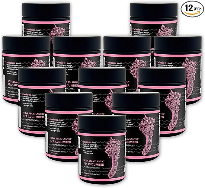 Wild Sea Cucumber Supplement Capsules Antioxidant Healthy Energy Supplement with Fucosylated Chondroitin Sulfate Collagen Glycosides Vitamins Minerals(Pack of 12)