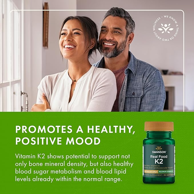 Swanson Maximum Strength Vitamin K2 (MK-7) Bone and Heart Health Supplement for Adults Over 50 Seeking Calcium Regulation - 200 mcg from Japanese Natto (30 Softgels 4 Pack)