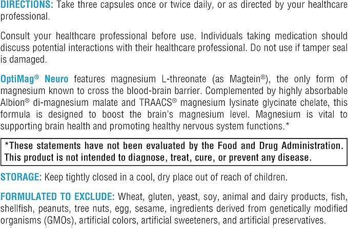 XYMOGEN OptiMag Neuro - Magnesium L Threonate Supplement with Chelated Magnesium Lysinate Glycinate - Support Brain Health &amp Relaxation (90 Capsules)