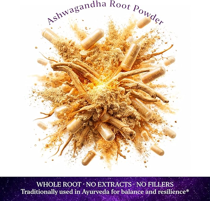 Ashwagandha Capsules – 90 Count | Stress Support Calm Clarity &amp Energy Balance | Whole Root Powder | Vegan Non-GMO Gluten-Free | Sound-Infused with 528Hz