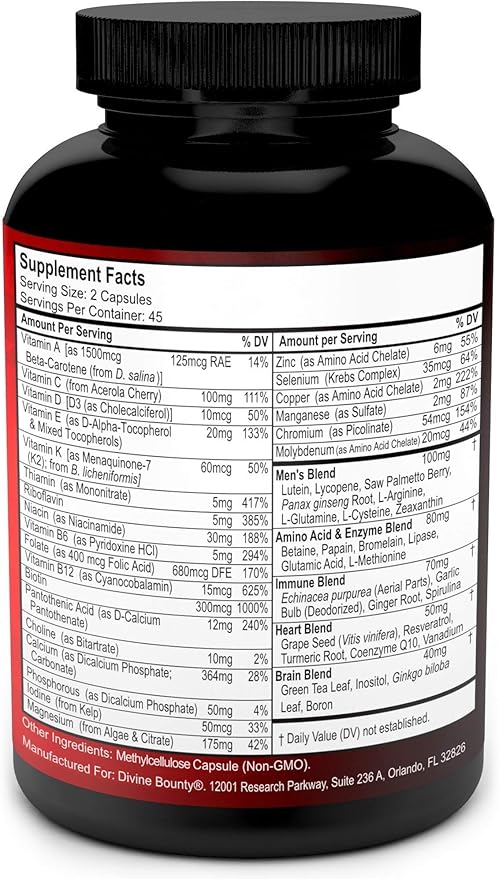 Divine Bounty Vitamin K2 with D3 &amp Men's Multivitamin Bundle