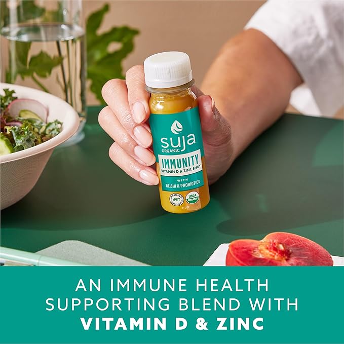 Suja Organic Ginger Turmeric/Reishi/Probiotics/Acerola Cherry to Support Immune Health 100% DV Vitamin D3 &amp Zinc &amp 150% Vitamin C Vitamin D Shot with Zinc 20 Count