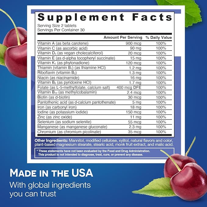 EZ Melts Vitamin D3 K2 and Multivitamin with Iron Sugar Free