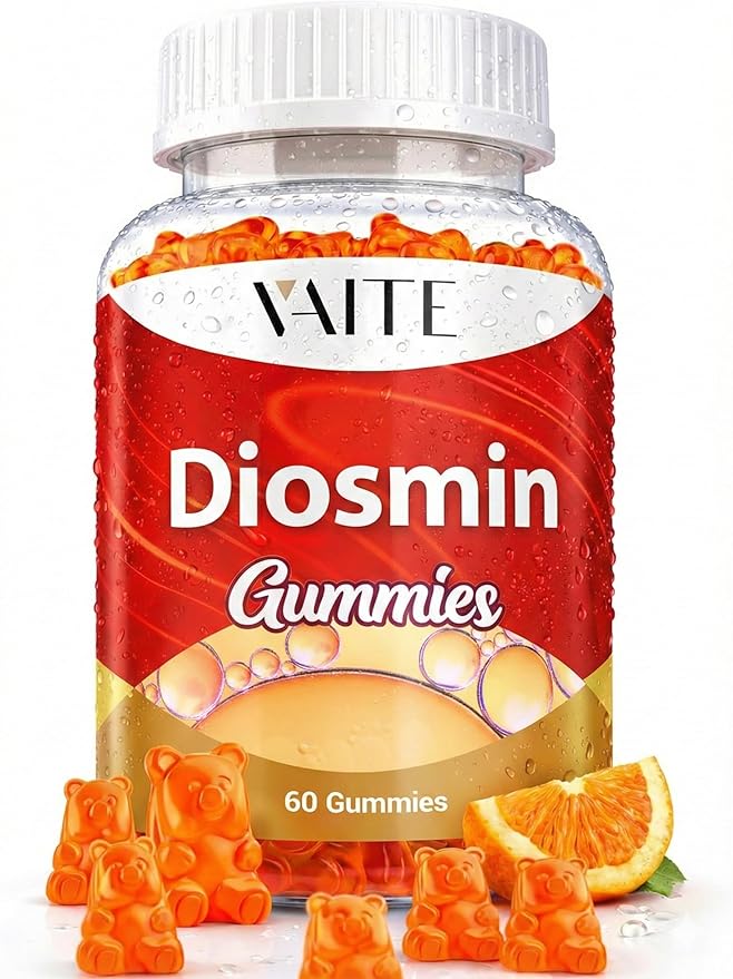 VAITE Diosmin 1000mg - Vein Support Supplements for Varicose Veins - Leg Health Supplement Formula Venous Optimizer Citrus Bioflavonoids Helps to Circulation for Legs Chews Gummy 60 Vegan Gummies
