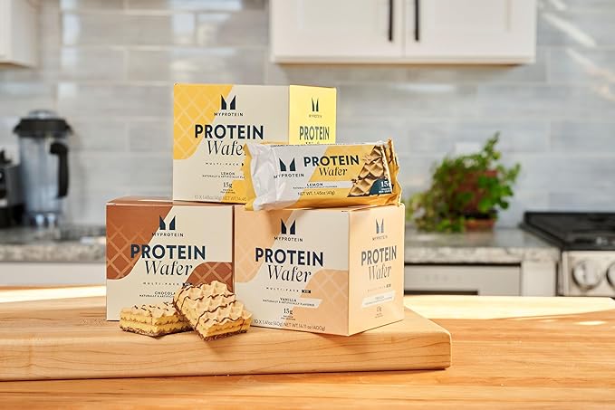 Myprotein Protein Bars Crispy Protein Wafers 15g High Protein Snacks Box of 10 Lemon Wafers Packs Milk &amp Whey Protein Isolate Light &amp Crunchy