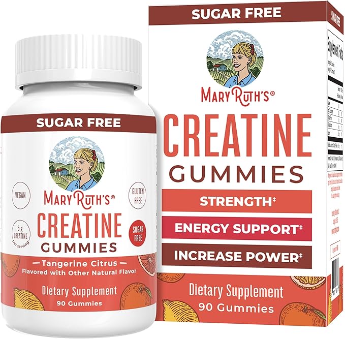 MaryRuth's Creatine Gummies | Creatine Monohydrate Gummies | 3g Creatine Per Serving | Creatine for Women &amp Men | Tangerine Citrus Flavor | Exercise | Workout | Sugar Free | Vegan | 90 Count