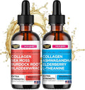 Collagen Mojo Liquid Collagen Peptides with Sea Moss Burdock Root &amp Bladderwrack + Liquid Collagen Peptides with Ashwagandha Elderberry &amp L-Theanine