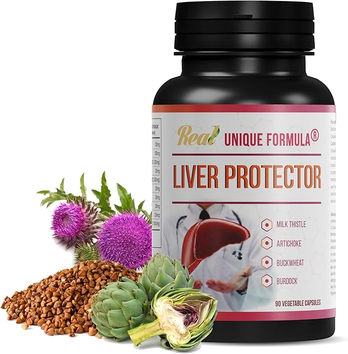 Liver Support Supplement Herbal Liver Detox with Milk Thistle Artichoke Leaf Buckwheat Sprouted Methionine Curcumin Betaine Plant-Based (90 Capsules)