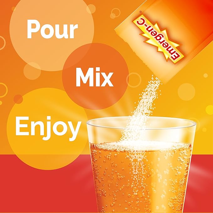Emergen-C 1000mg Vitamin C Powder for Daily Immune Support Caffeine Free Vitamin C Supplements with Zinc and Manganese B Vitamins and Electrolytes Super Orange Flavor - 60 Count/2 Month Supply