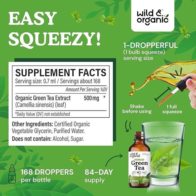 Wild &amp Organic Green Tea Tincture 4 fl oz &amp Turmeric Tincture 4 fl oz