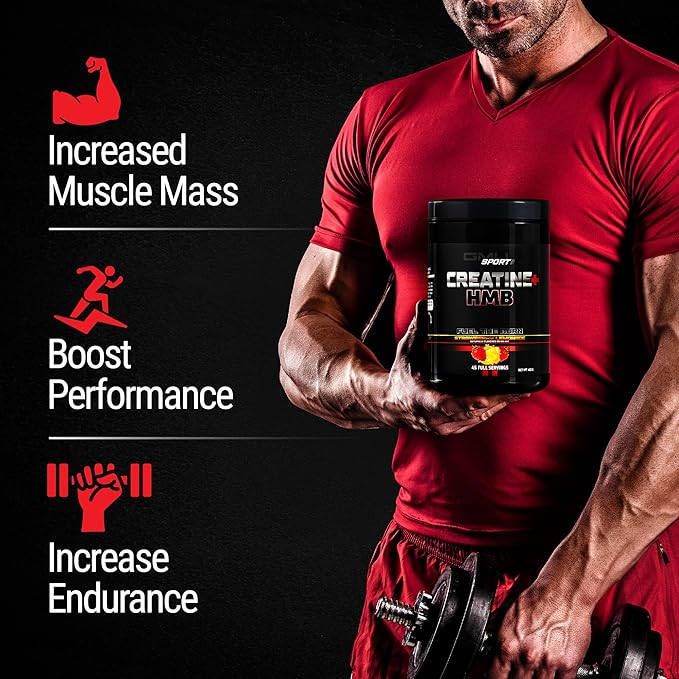 GMU SPORT Creatine 2.0 –Flavored Creatine + HMB Powder | 45 Servings |5g Creatine Monohydrate + 3g HMB + Piperine |Strength Recovery &amp Muscle Builder | Strawberry Lemonade Drink Mix for Men &amp