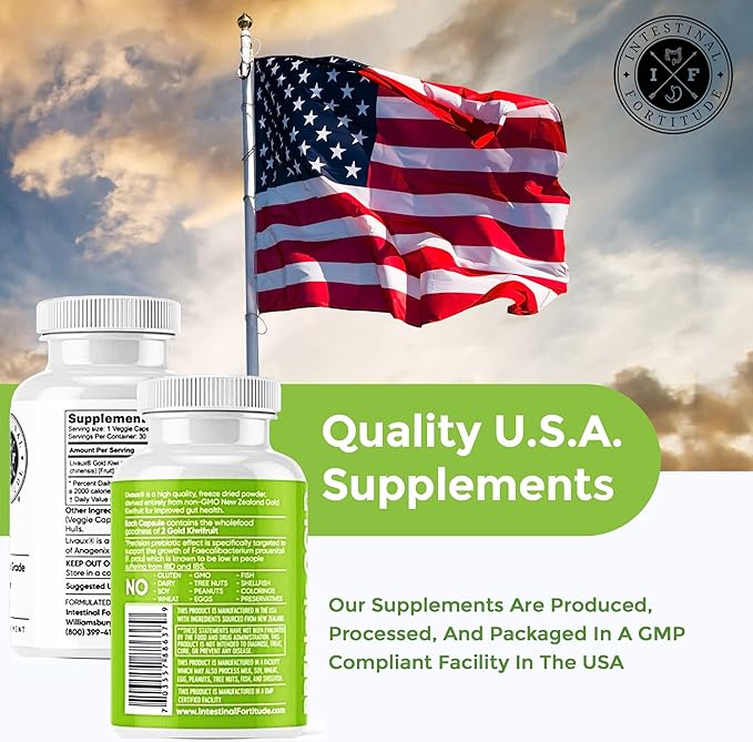 Intestinal Fortitude PREbiotic Gold: Kiwifruit Fiber Butyrate &amp Prebiotic Restore Supplement to Support The Gut Immune &amp Digestive Support Anti-Bloating &amp Leaky Gut Repair Dairy-Free C