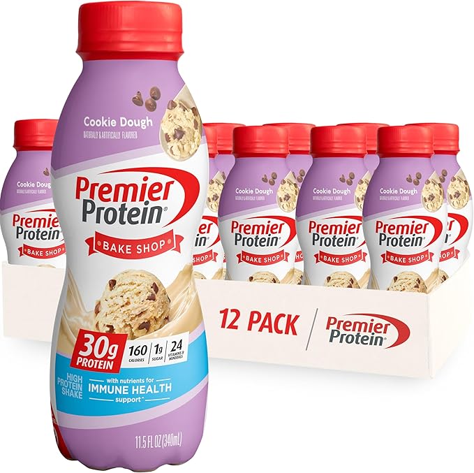 Premier Protein Shake Cookie Dough 12 Pack Strawberries Immune Health 12 Pack 30g Protein 1g Sugar 24 Vitamins