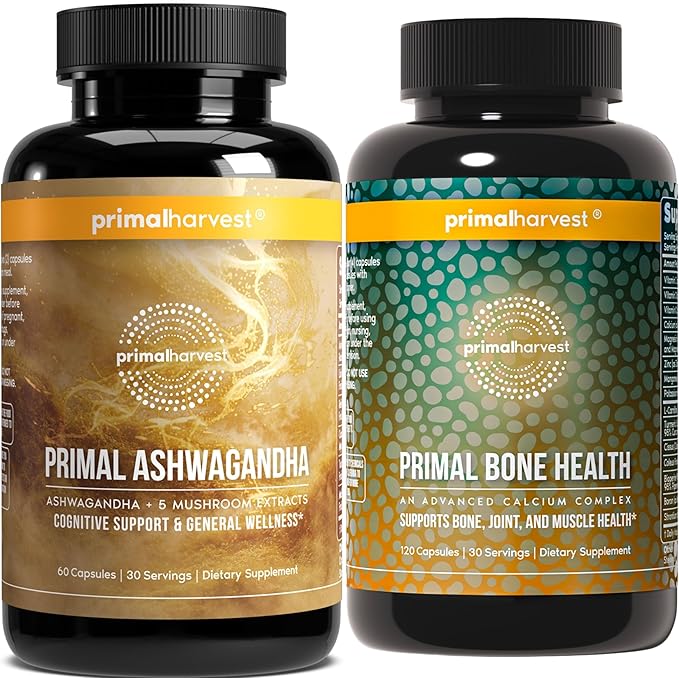 Primal Harvest Daily Two-Step Routine | Ashwagandha + Bone Health | 2 Pack | 30 Day Supply