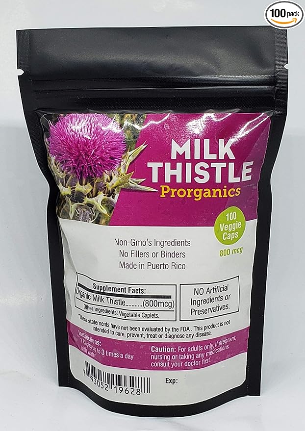 100 Organic Milk Thistle Silybum marianum Cardo Mariano caplets