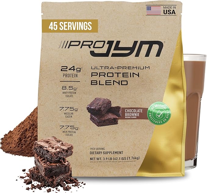 Pro JYM Natural Chocolate Brownie Protein Powder Blend - Whey Protein Isolate Casein &amp Milk Protein Isolate for Men &amp Women Recovery Shakes | JYM Supplement Science | 45 Servings