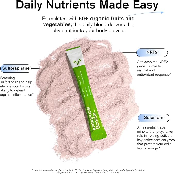 Immunocal Booster – Supplement with Over 50 Fruits &amp Veggies Relieves Inflammation Immune Support Antioxidant Selenium + Sulforaphane (Nrf2 Activator™) | Gluten Free Sugar Free | 30 Servings